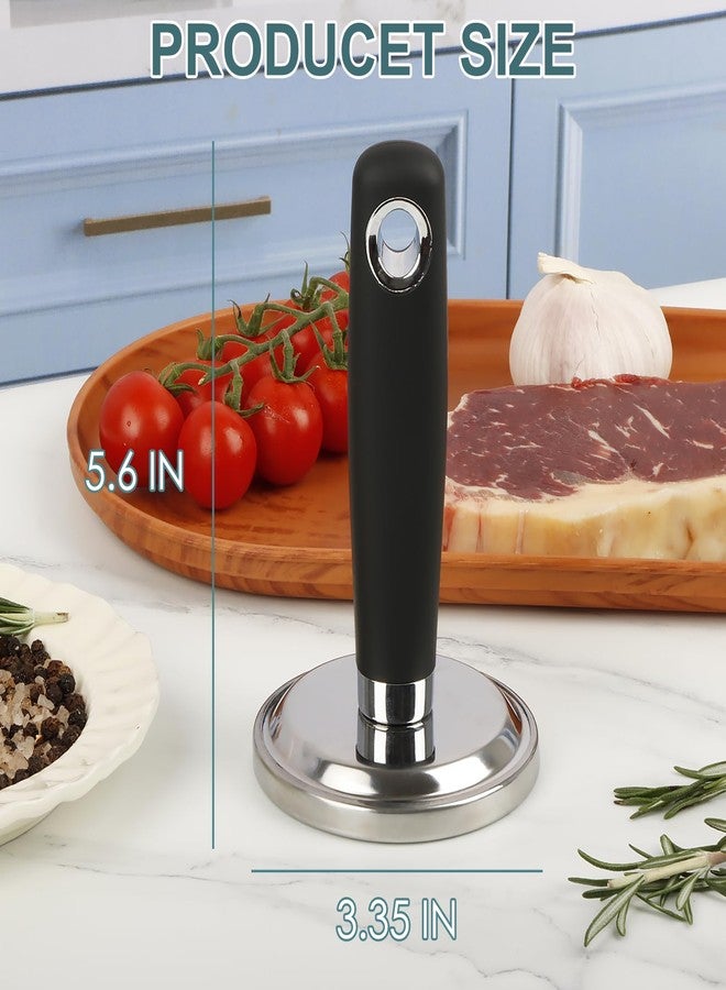 KAYCROWN Meat Pounder Tenderizer, Stainless Steel Kitchen Meat Tenderizer Hammer, Round Chicken Flattener Tool with Comfortable-Grip Rubber Handle for Flattening Cutlets and Tenderizing Meat - Image 2