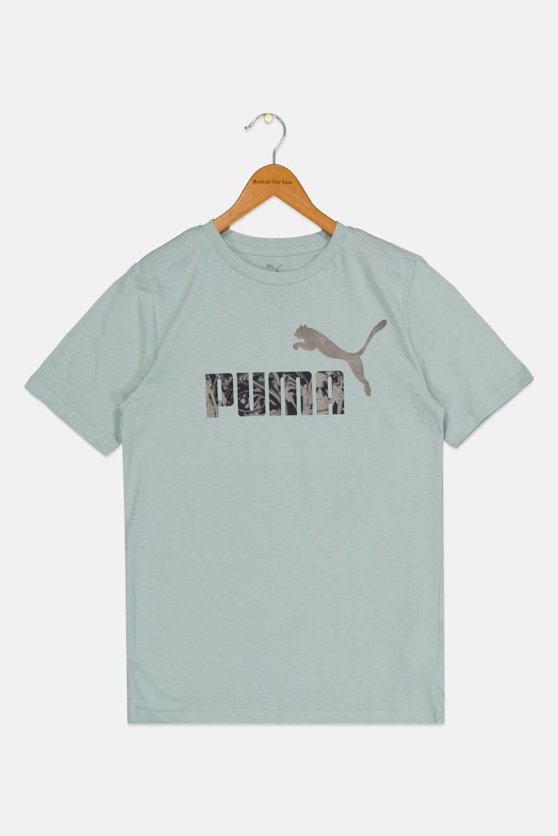 PUMA Kids Boy Brand Logo Short Sleeve Outdoor T-Shirt, Mint - Image 1