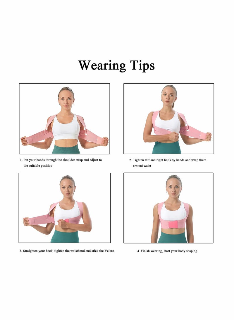 Adjustable Posture Corrector for Women Back Neck Pain Relief Upper Back Support Brace Pink Medium - Image 5