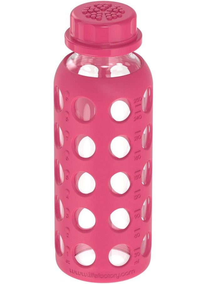 lifefactory 9Ounce Bpafree Glass Water Bottle With Flat Cap And Silicone Sleeve Raspberry  - Image 4