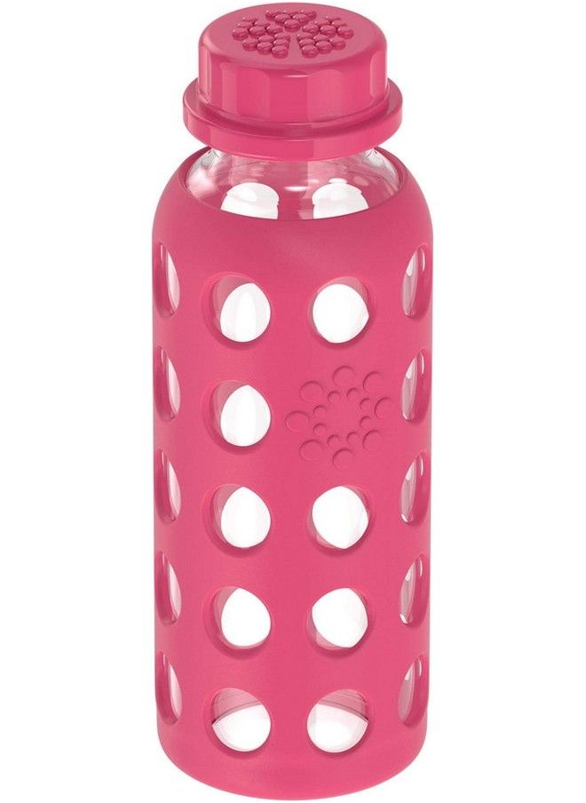 lifefactory 9Ounce Bpafree Glass Water Bottle With Flat Cap And Silicone Sleeve Raspberry  - Image 3