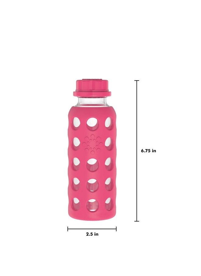 lifefactory 9Ounce Bpafree Glass Water Bottle With Flat Cap And Silicone Sleeve Raspberry  - Image 5