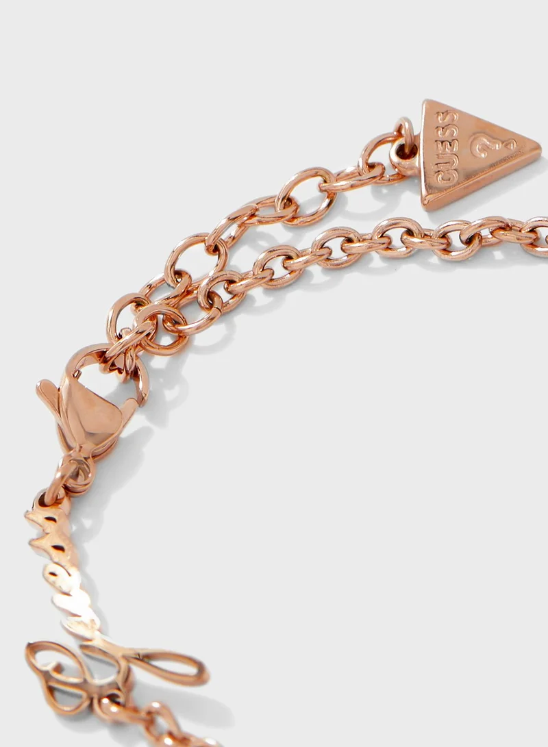 GUESS Pave & Plain Heart Bracelet