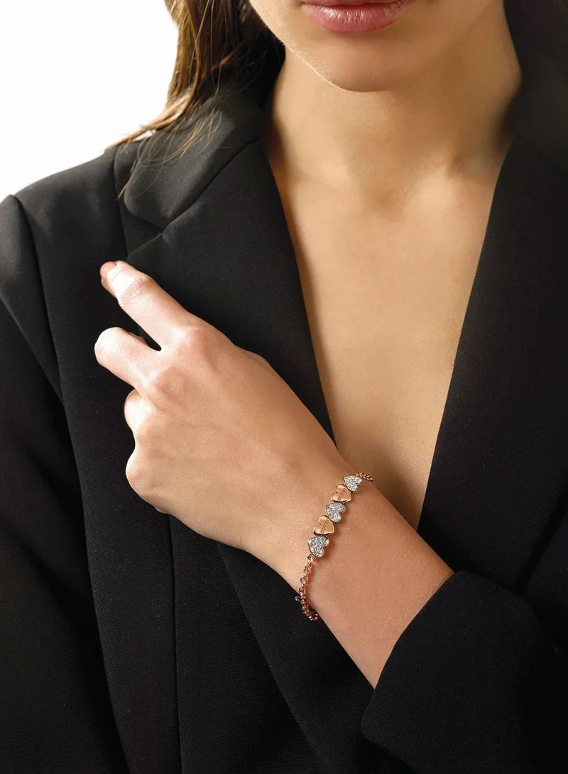 GUESS Pave & Plain Heart Bracelet