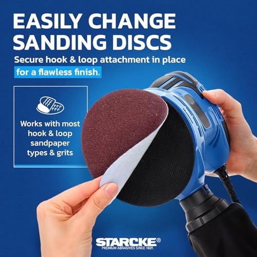 Starcke 5 inch Sanding Discs Hook and Loop Round Sand Paper 3Pack 8 Hole-Premium 6 inch Hook and Loop Sanding Discs, Durable PSA Sandpaper Easy Replacement Pad, Disc Polisher Backing Pad Grit Sandpaper Disc - Image 5
