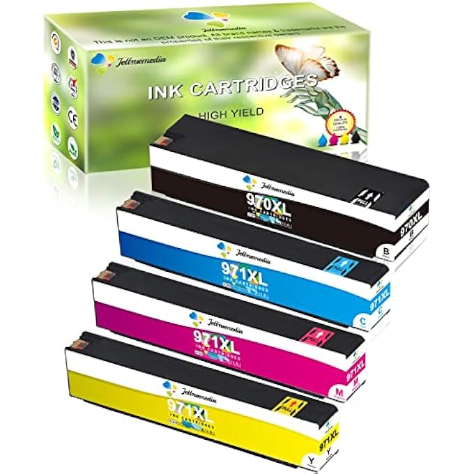 970XL/971XL PRINTER CARTRIDGE COMPATIBLE WITH HP 970XL 971XL PRINTER CARTRIDGES REPLACEMENT FOR HP OFFICEJET PRO X476DW X451DW X551DW X576DW CARTRIDGES (1 BLACK, 1 CYAN, 1 MAGENTA, 1 YELLOW) - Image 1