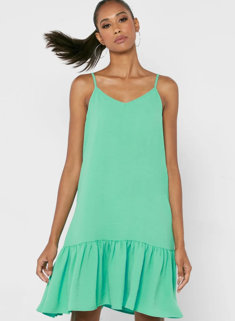 ONLY Strappy Pleated Hem Dress