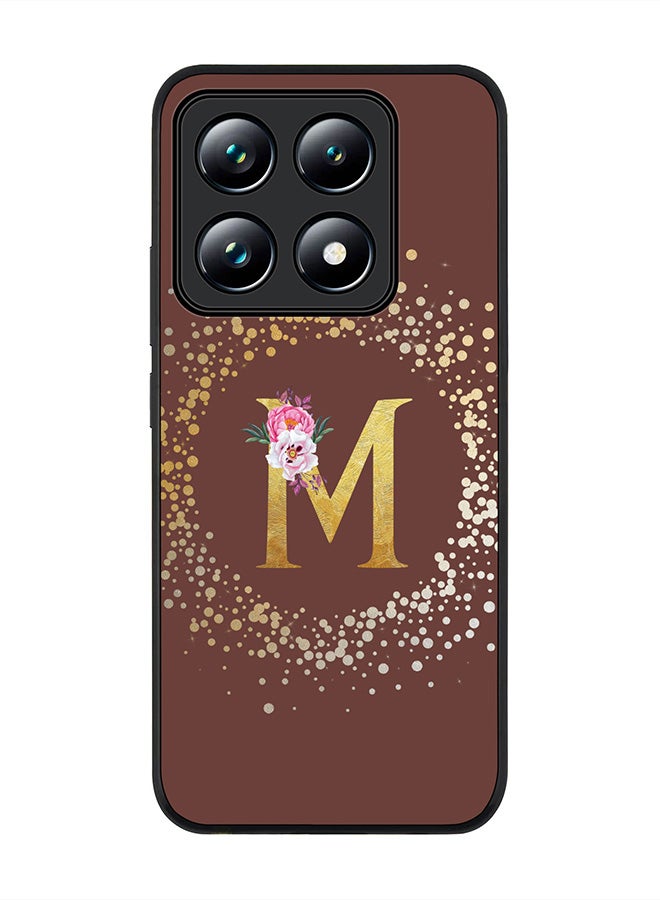 Stylizedd For Xiaomi 14T pro Case,Slim fit Camera Protection, Shockproof Thin Phone cover - Custom Monogram Floral - M (Brown ) - Image 1