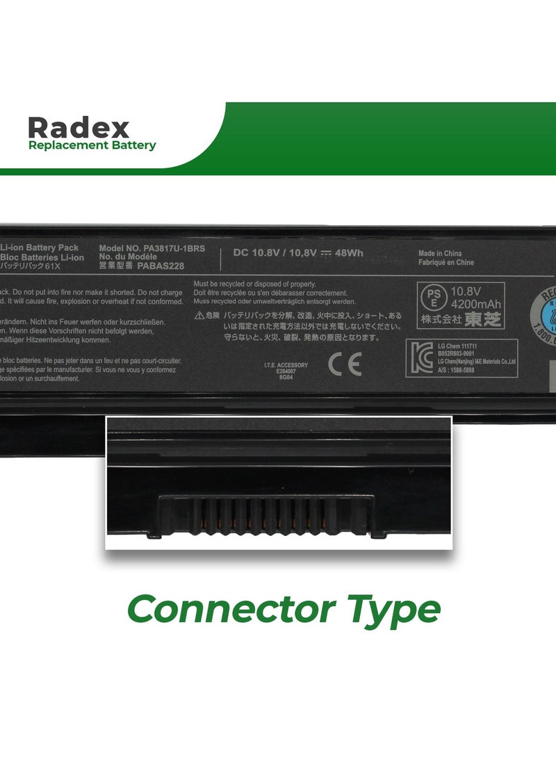 RADEX - PA3817U-1BRS High Grade Compatible Laptop Battery for Toshiba Satellite C655 C675 C675D L645 L645D L655 L655D L675 L675D L700 L745 L755 L755D P745 P755 P775 M640 M645 A660 A655 PA3817 PABAS228 - Image 1