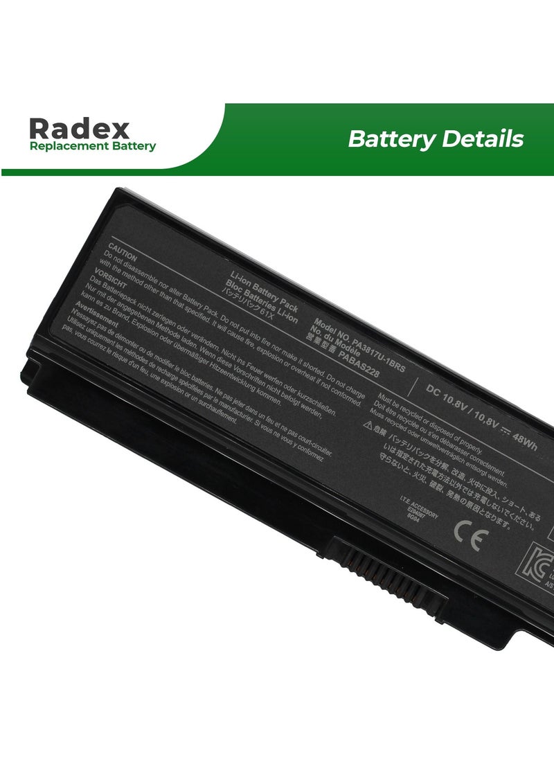 RADEX - PA3817U-1BRS High Grade Compatible Laptop Battery for Toshiba Satellite C655 C675 C675D L645 L645D L655 L655D L675 L675D L700 L745 L755 L755D P745 P755 P775 M640 M645 A660 A655 PA3817 PABAS228 - Image 1