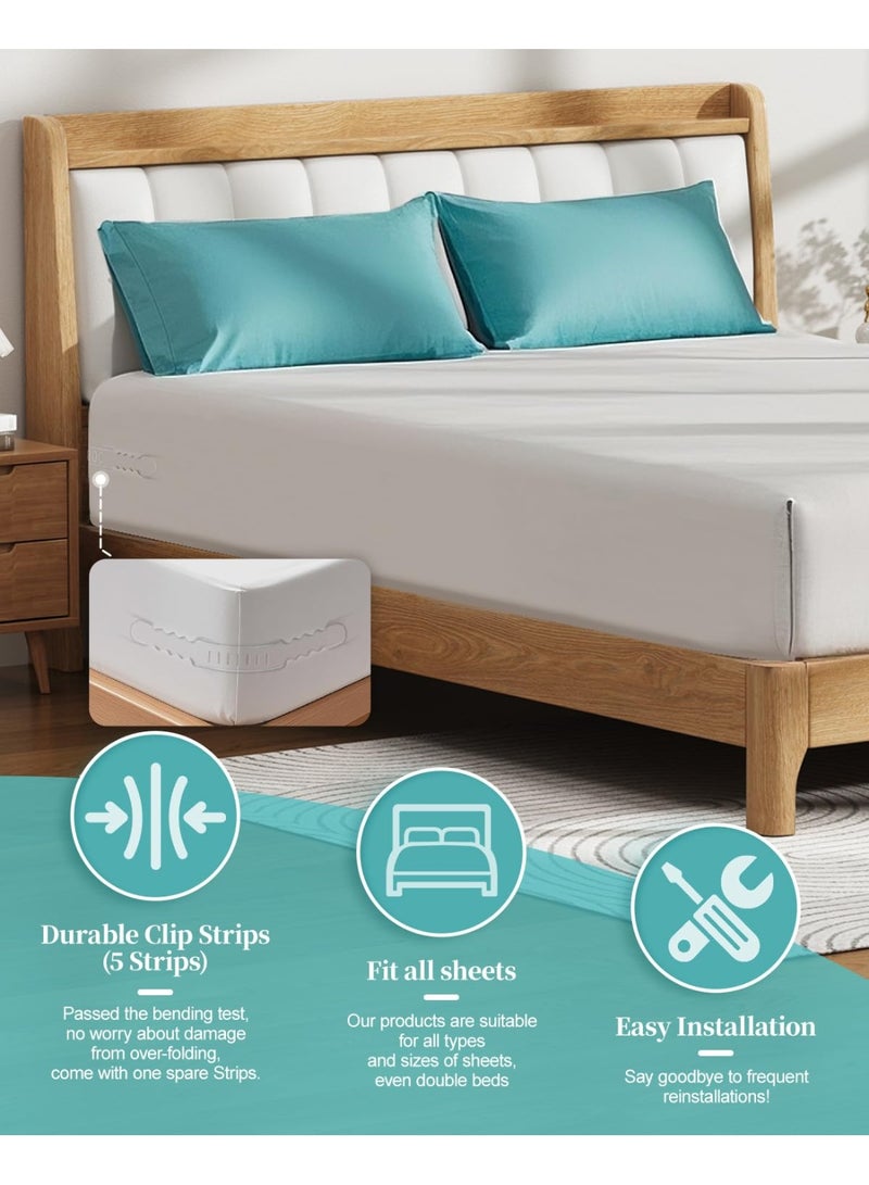 Bed Sheet Holder With Lock Strips, Removable Fitted Sheet Corner Holders, Heavy Duty Bed Sheet Fasteners Non-Slip For Mattress Protectors, Blankets, Bedding - Image 5