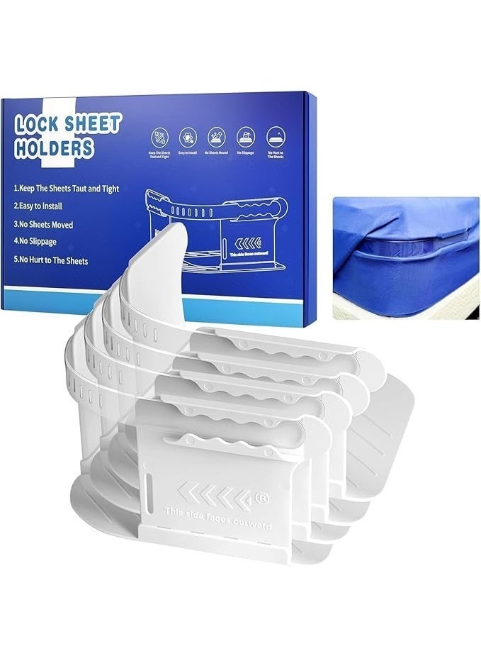 Bed Sheet Holder With Lock Strips, Removable Fitted Sheet Corner Holders, Heavy Duty Bed Sheet Fasteners Non-Slip For Mattress Protectors, Blankets, Bedding - Image 1