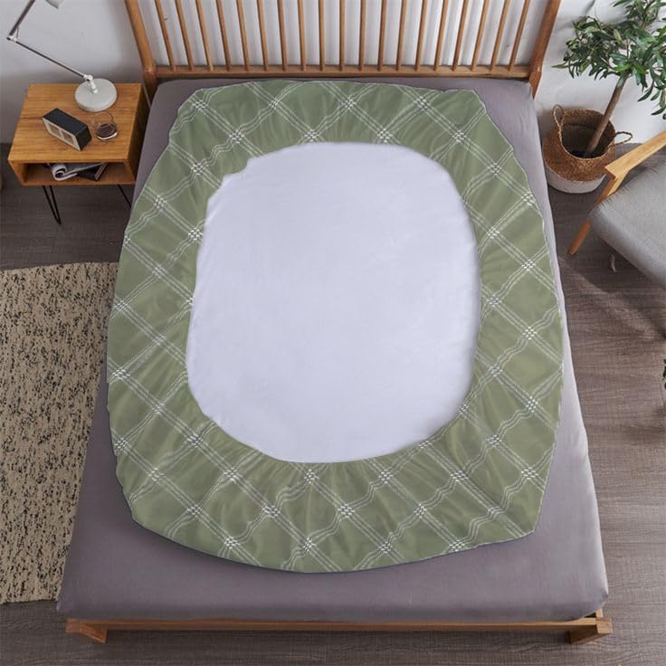 RD TREND® 360° Fitted Bedsheets King Size 72x78x8 Inch, Elastic Bedsheets for King Size Bed with 2 Pillow Covers-18x28 Inch (Lines-Green) - Image 3