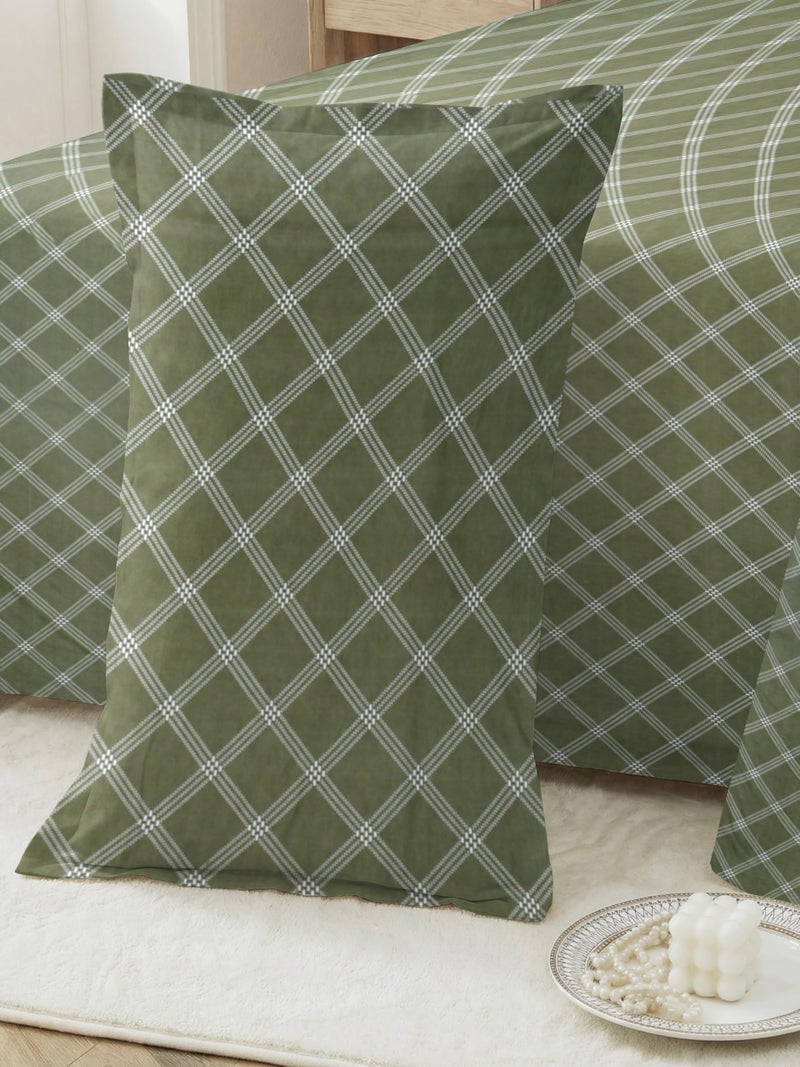 RD TREND® 360° Fitted Bedsheets King Size 72x78x8 Inch, Elastic Bedsheets for King Size Bed with 2 Pillow Covers-18x28 Inch (Lines-Green) - Image 2