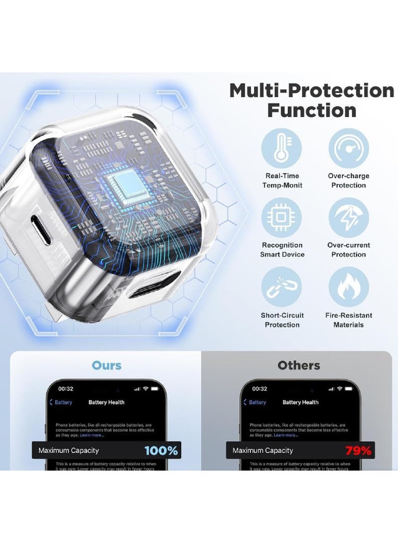 Adando iPhone 14 13 12 11 Charger Fast Charge,20W Apple Fold USB-C Power Adapter Plug and Lightening Cable for i Phone 14 Plus 14 Pro Max 12 Pro XS XR 8,iPad 7th 8th 9th 2021,1M PD Charging lead with Head - Image 2
