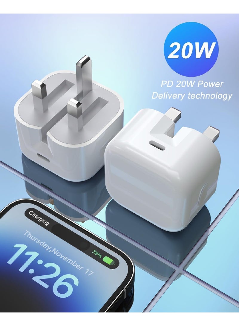 Adando iPhone 14 13 12 11 Charger Fast Charge,20W Apple Fold USB-C Power Adapter Plug and Lightening Cable for i Phone 14 Plus 14 Pro Max 12 Pro XS XR 8,iPad 7th 8th 9th 2021,1M PD Charging lead with Head - Image 4