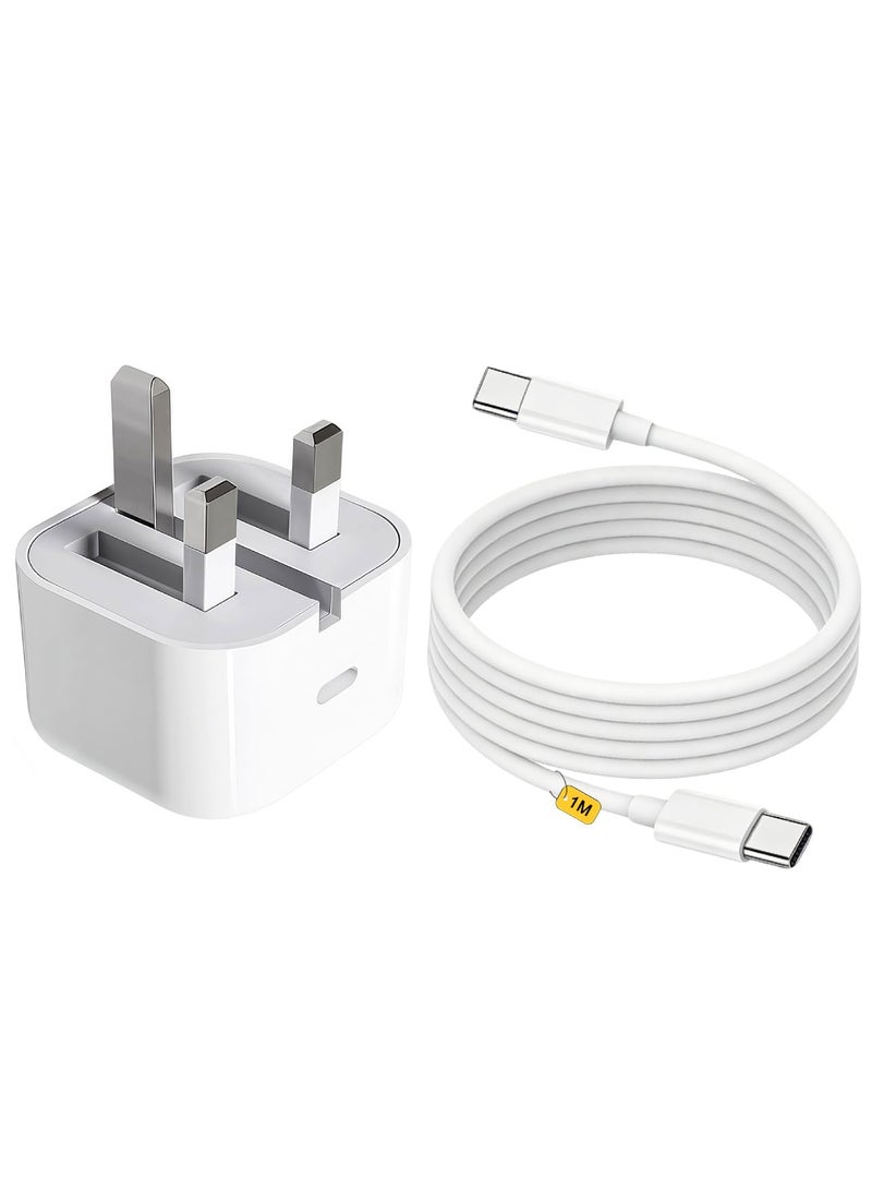 Adando iPhone 14 13 12 11 Charger Fast Charge,20W Apple Fold USB-C Power Adapter Plug and Lightening Cable for i Phone 14 Plus 14 Pro Max 12 Pro XS XR 8,iPad 7th 8th 9th 2021,1M PD Charging lead with Head - Image 1