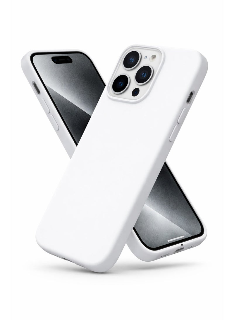 iphone 15 Pro Liquid Gel Silicone - Protective Cover with Microfiber Interior, Soft Silky Touch, Anti-Scratch, Thin Shockproof Cover - White Color