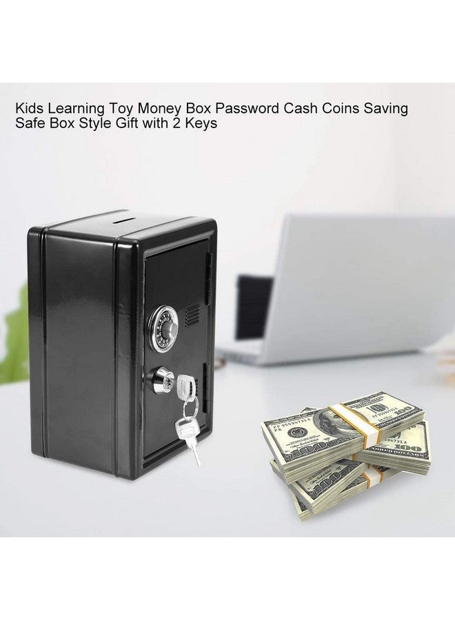 RONTENO Money Box With 2 Keys Password Cash Kids Toy Coins Jewelry Saving Money Bank Safe Lockable Style Gift For Home School Office Decoration(1Pic, Black, Modern) - Image 3