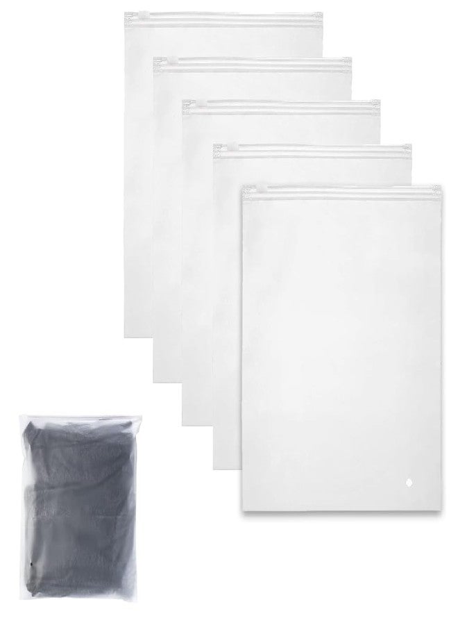 VIHAX Frosted Zipper Bag Clothes Bag Travel Bag for Shoes Cosmetics Jewellery Toiletries School Trip, LDPE Zip Lock Space Saver Bags with Air Vent Hole (5, 35cm x 40cm) - Image 1