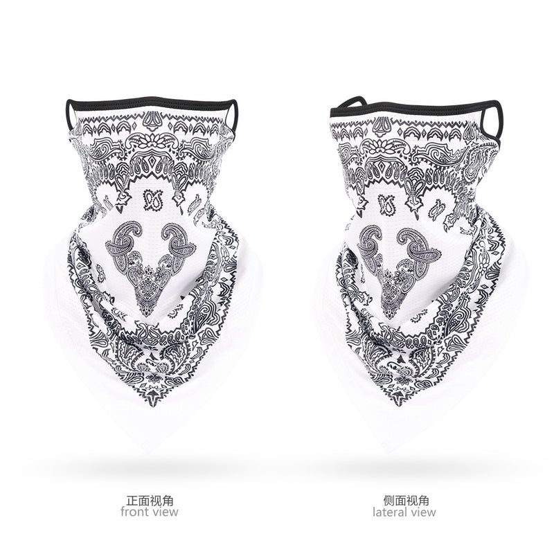 Generic Ice Silk Mesh Triangle Bandana Breathable Cycling UV Protection Unisex Outdoor Neck Gaiter white cashew flower