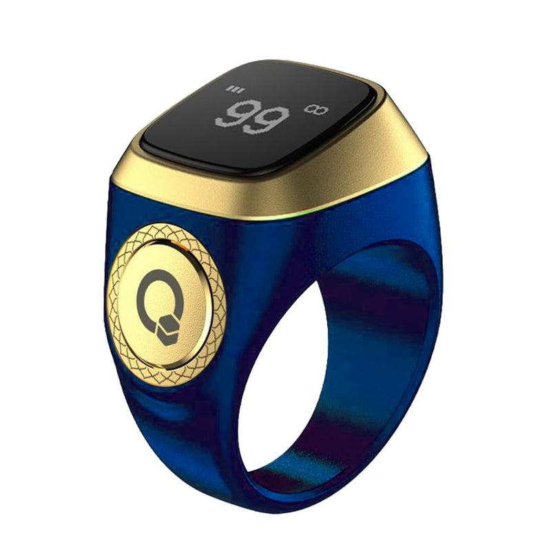TBSoon iQIBLA Zikr Ring, 20 mm Unisex Metallic Smart Ring, Prayer Direction Indicator, 5 Azan Alarm Clock Reminders, Time Display, Long Battery Life, OLED Display - Image 1