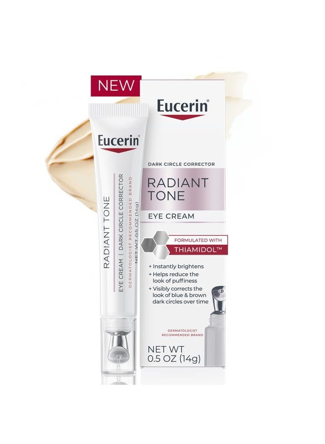 Eucerin كريم العين لتصحيح الهالات السوداء تون مشع، كريم تفتيح العين مع ثياميدول وحمض الهيالورونيك، يساعد في تقليل مظهر انتفاخ العينين، أنبوب 0.5 أونصة - Image 1