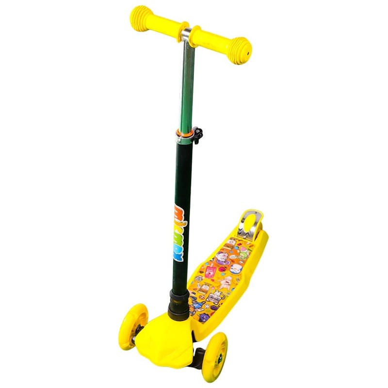 Kids 3-Wheel Kick Scooter, Yellow, Adjustable Height, Plastic, for Children