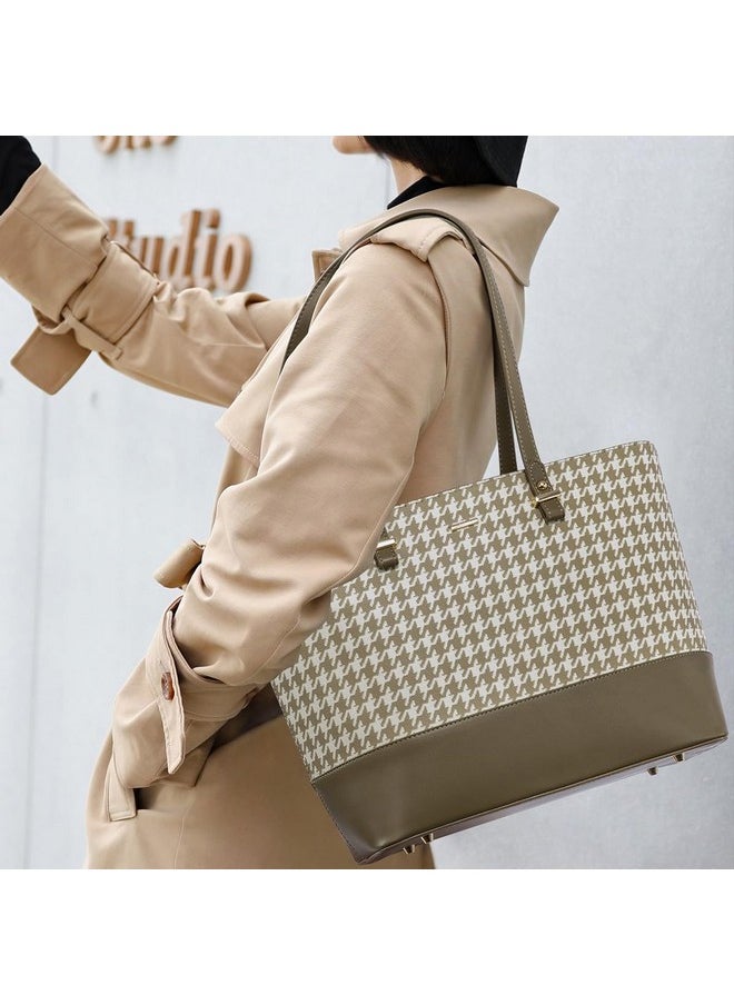 Lovevook - Handbags For Women 4Pcs Purse Set Fashion Houndstooth Tote Shoulder Bag Top Handle Satchel - Image 1
