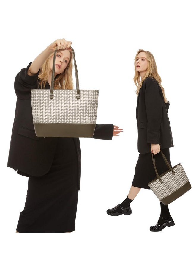Lovevook - Handbags For Women 4Pcs Purse Set Fashion Houndstooth Tote Shoulder Bag Top Handle Satchel - Image 1
