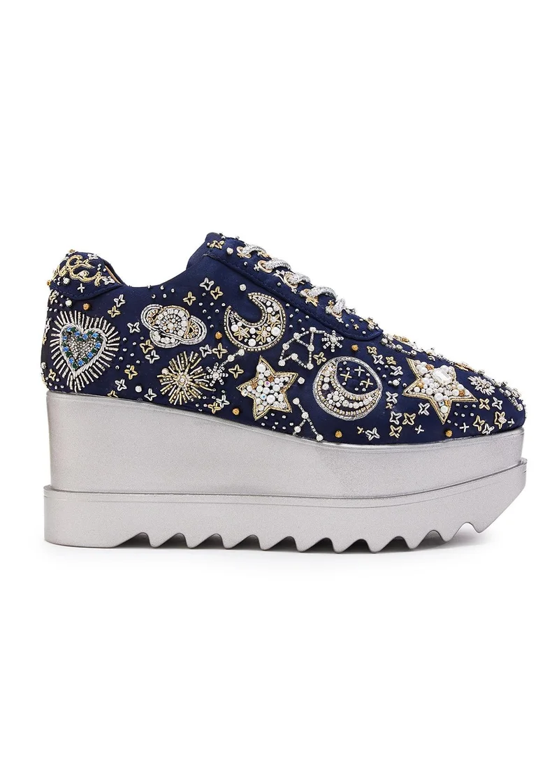 Anaar Anaar Moonwalk Wedge Sneakers, Womens Festive, Special Occasion and Partywear Premium Shoes
