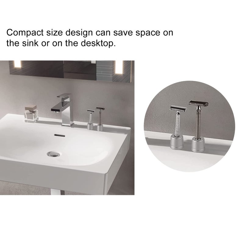 TMISHION Multi-purpose Stand, Silver Metal Shaver Holder, Pedestal Base, Compact Size, Gift for Men - Image 3