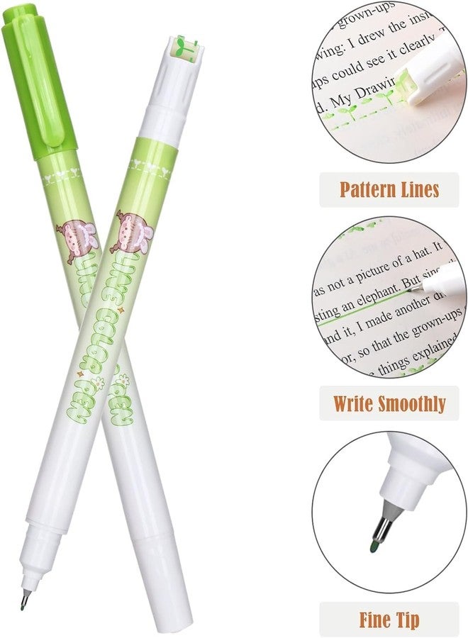 HUBTURE 2 in 1 Colorful Pen Set with Stamp, Roller Stamp Curve Highlighter Pen Set, Adorable Designs, Smooth Operation, Fancy Pen (Multicolor) - Image 2