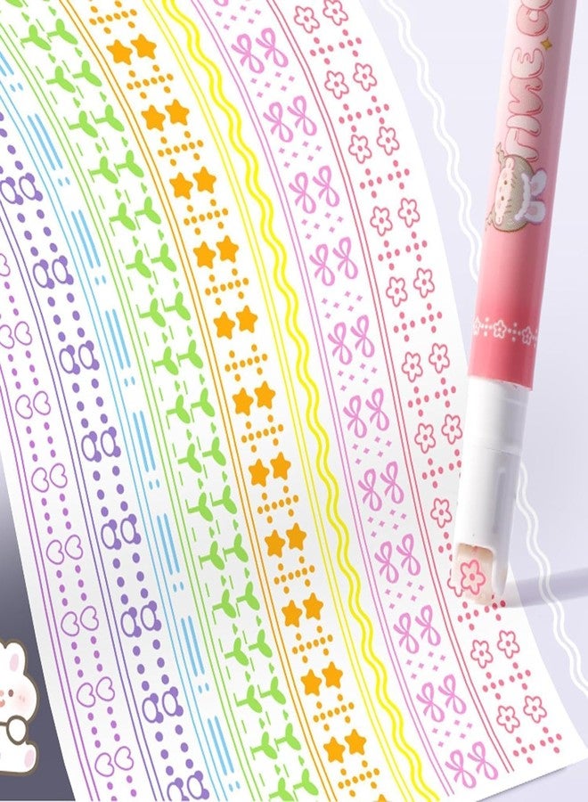 HUBTURE 2 in 1 Colorful Pen Set with Stamp, Roller Stamp Curve Highlighter Pen Set, Adorable Designs, Smooth Operation, Fancy Pen (Multicolor) - Image 5