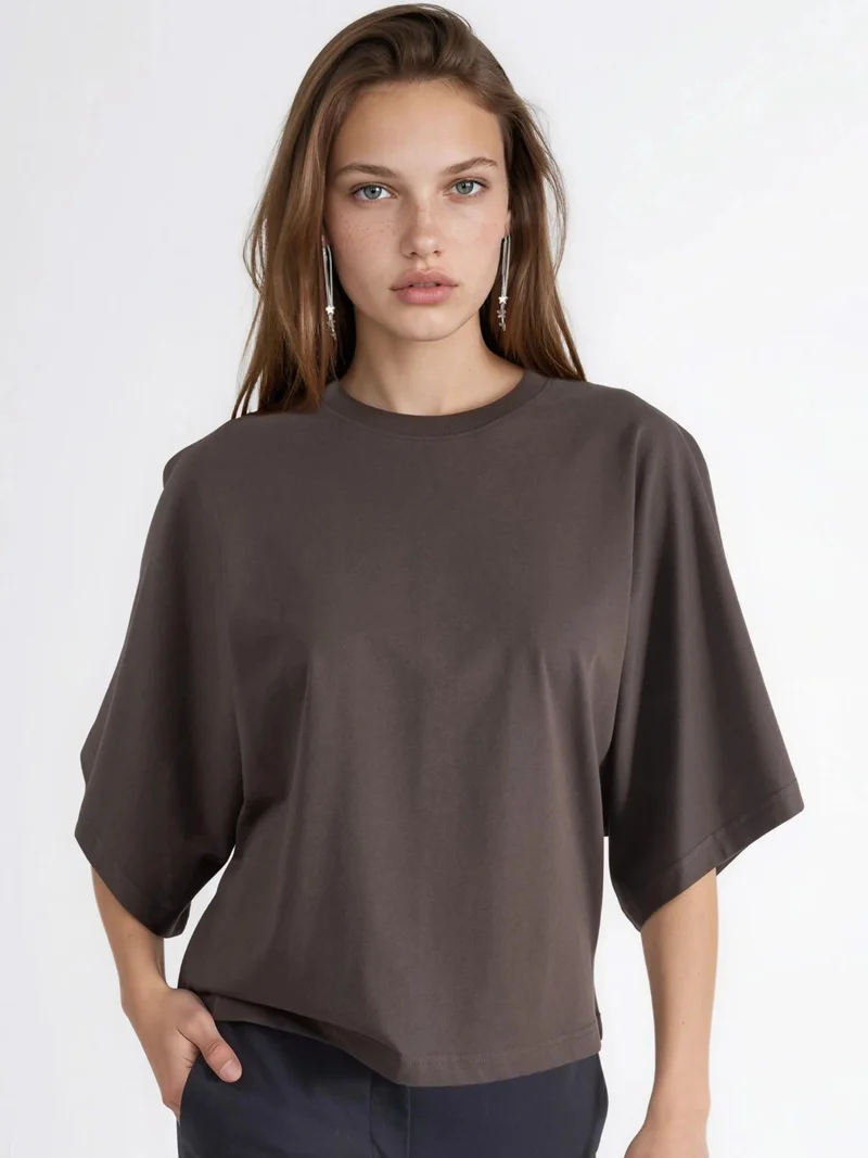 بوسيم BUSEM Oversized Ribbed Crew Neck T-Shirt