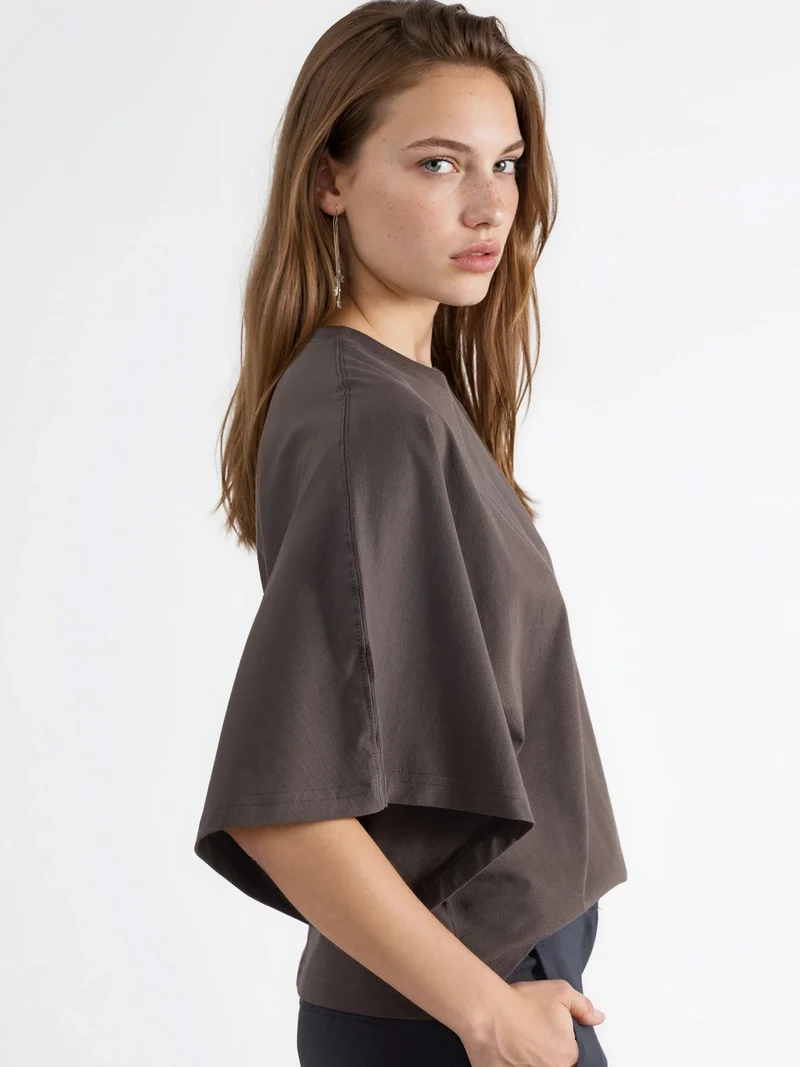 بوسيم BUSEM Oversized Ribbed Crew Neck T-Shirt