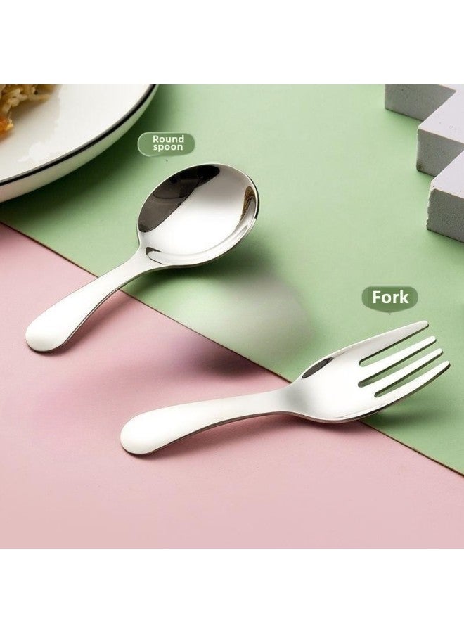 304 Stainless Steel Short Handle Spoon Fork Mini Children's Tableware Ice Cream Dessert Spoon Tea Spoon Outdoor Travel Convenient-Specifications:201 Children's Spoon - Image 2