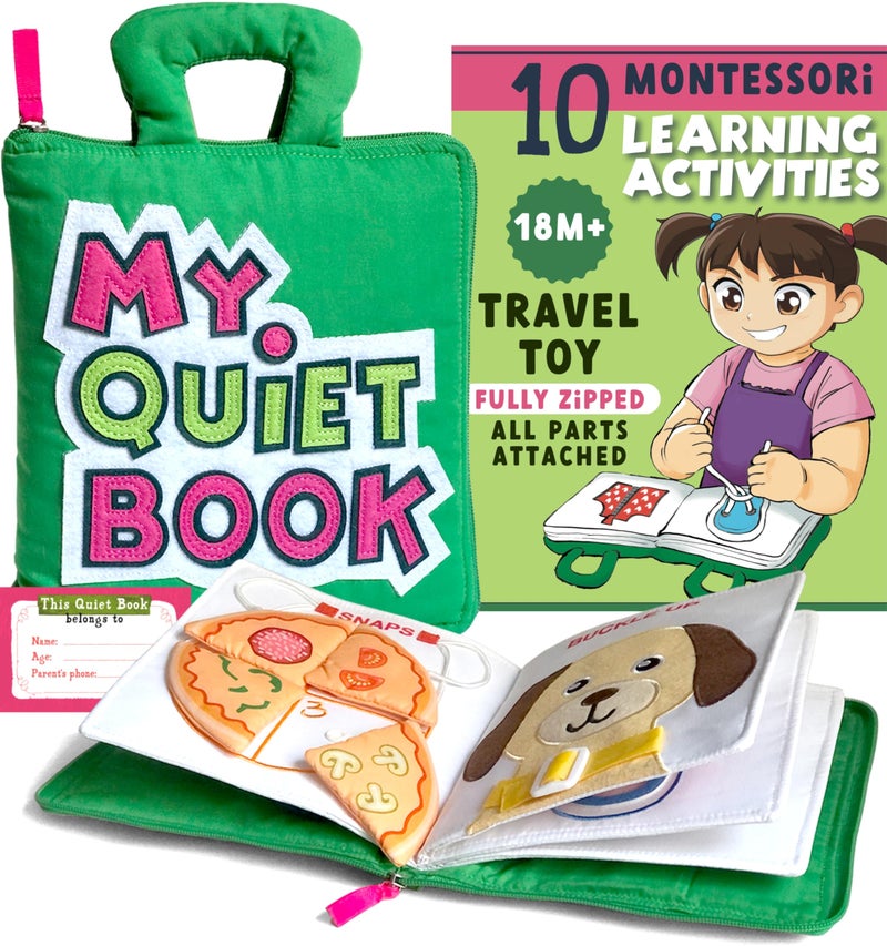 TAVVA My Quiet Book - Toddler Plane Activities, Car Airplane Montessori Busy Board Book for Toddlers 1-3 - No Parts to Get Lost - Gifts for 1 2 3 4 Year Old Girl, Birthday Gifts Toys Age 2-4 - Image 1