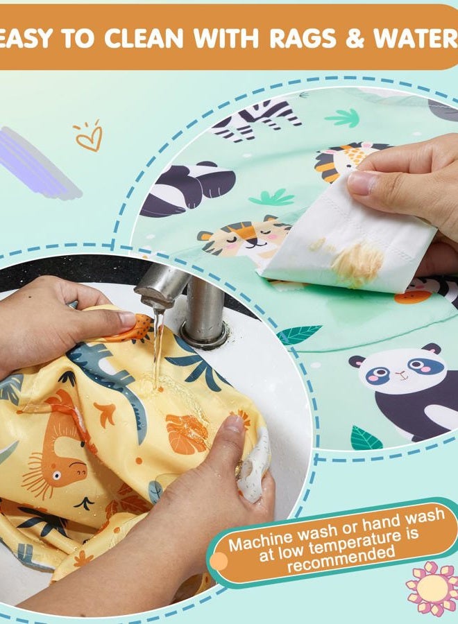 Lictin 2 Pack Kids Apron for Girls Boys Animals Aprons for Cooking, Waterproof Art Apron with Pockets for Kids Painting Cooking Baking (4-12 Years) - Image 3