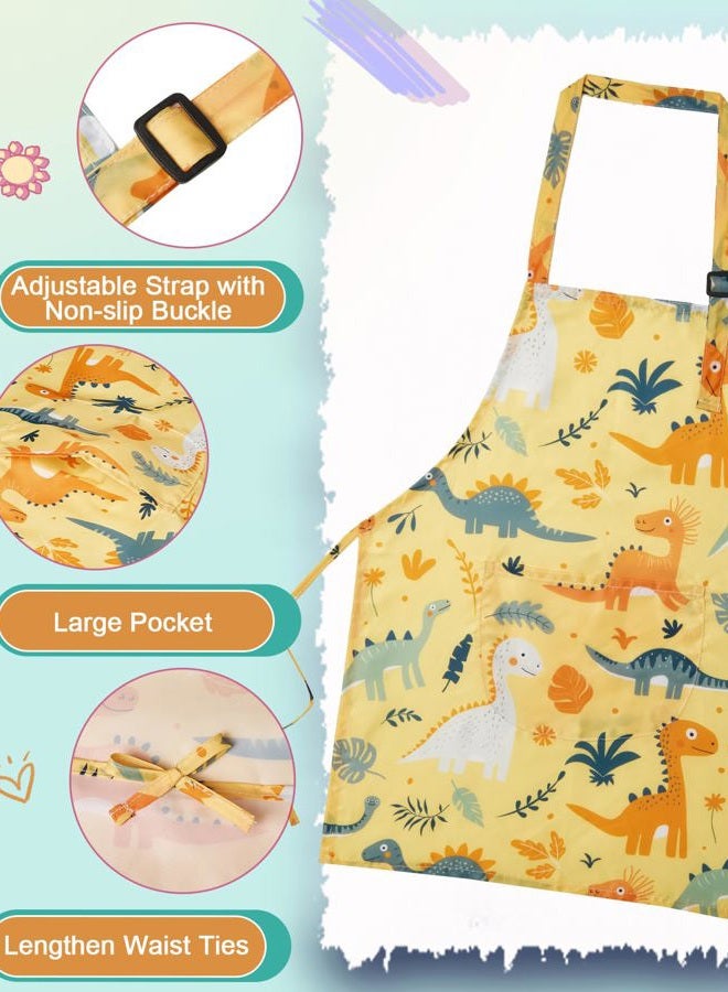 Lictin 2 Pack Kids Apron for Girls Boys Animals Aprons for Cooking, Waterproof Art Apron with Pockets for Kids Painting Cooking Baking (4-12 Years) - Image 5