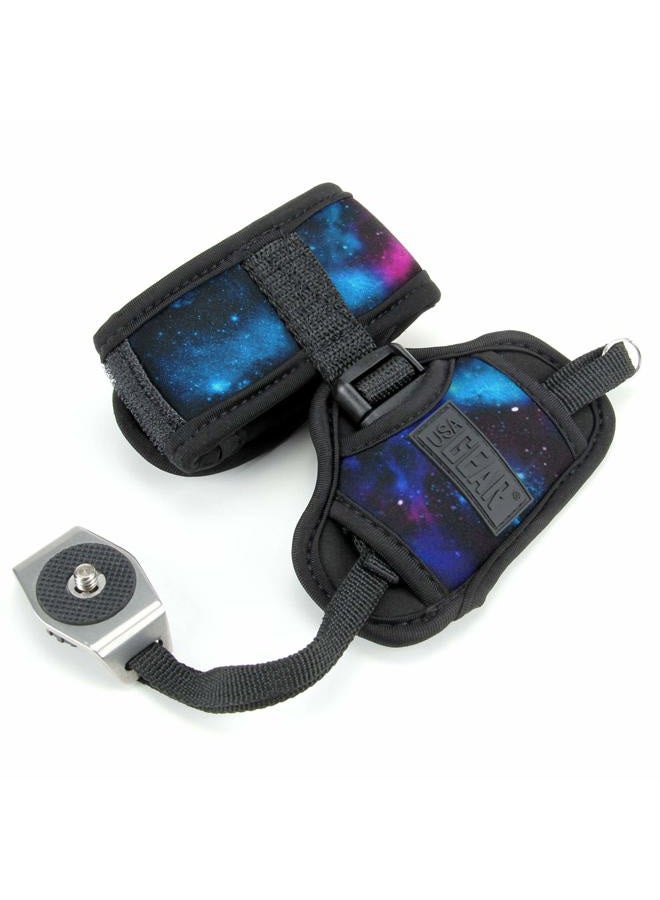 USA Gear USA GEAR DualGRIP Professional Camera Grip Hand Strap with Neoprene Design and Metal Plate - Compatible with Canon, Fujifilm, Nikon, Sony, and more DSLR, Mirrorless, Point & Shoot Cameras (Galaxy) - Image 4