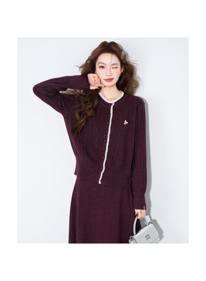 Baleno Designer Color-Block Lace Trim Sweater Knit Set Women'S Autumn Winter New Fashionable Two-Piece Set With Skirt - Image 3