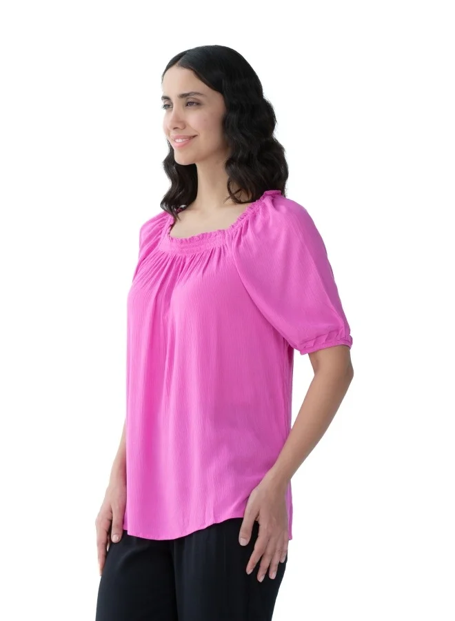 HaILYS Bright Pink Gathered Blouse