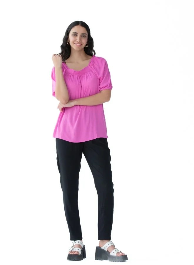 HaILYS Bright Pink Gathered Blouse