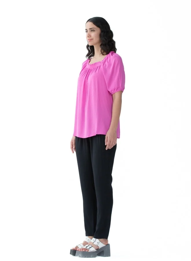 HaILYS Bright Pink Gathered Blouse