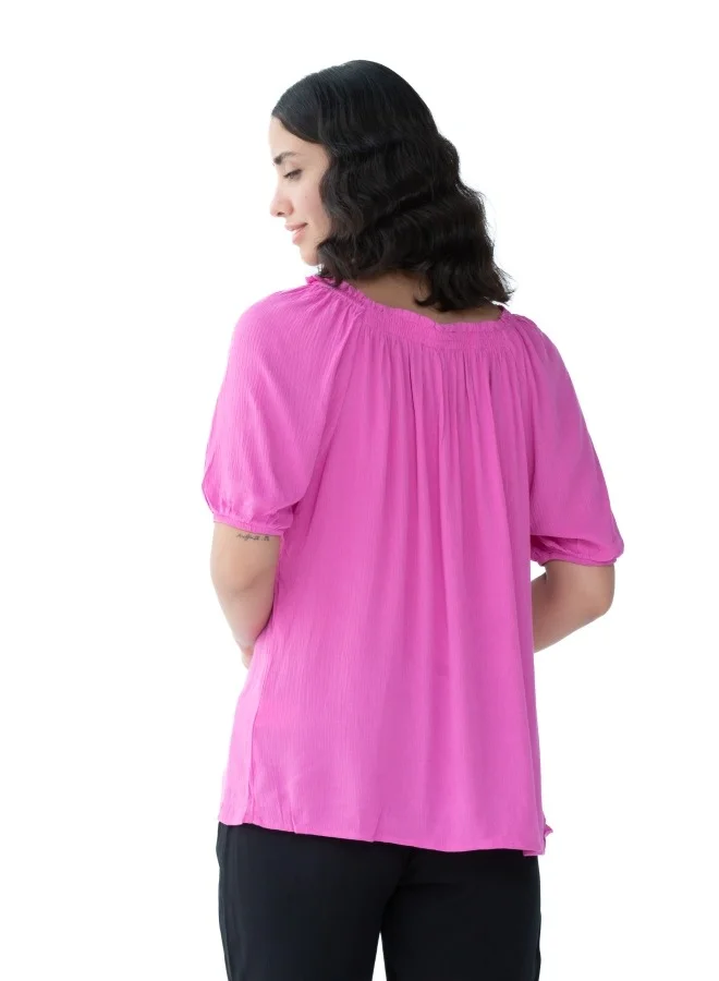 HaILYS Bright Pink Gathered Blouse