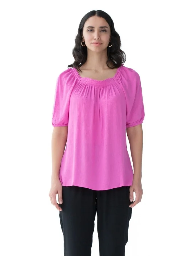 HaILYS Bright Pink Gathered Blouse