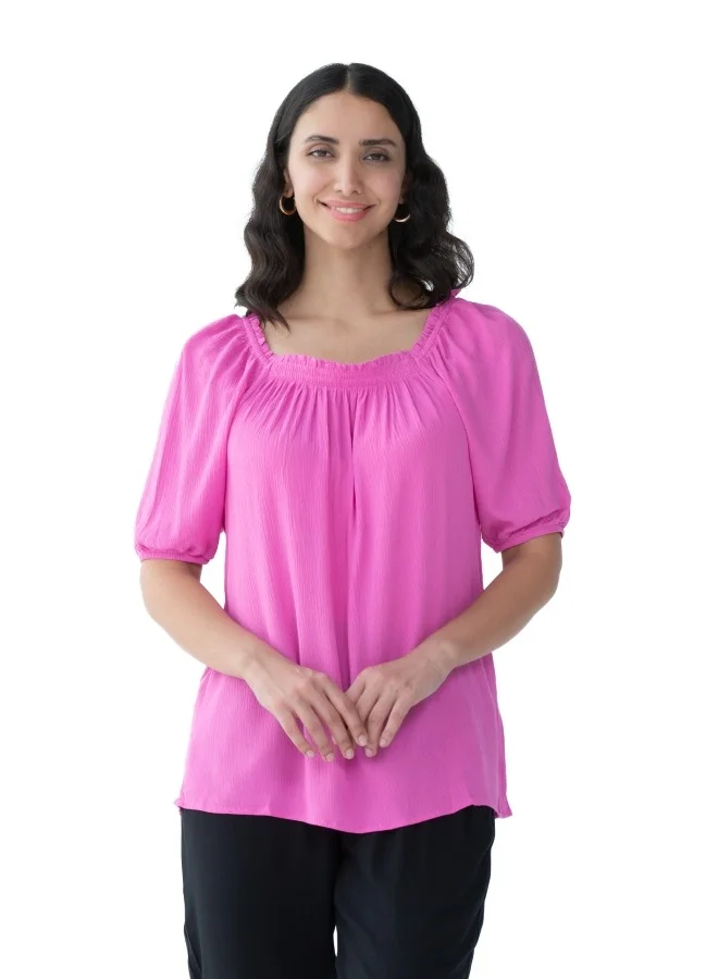 HaILYS Bright Pink Gathered Blouse
