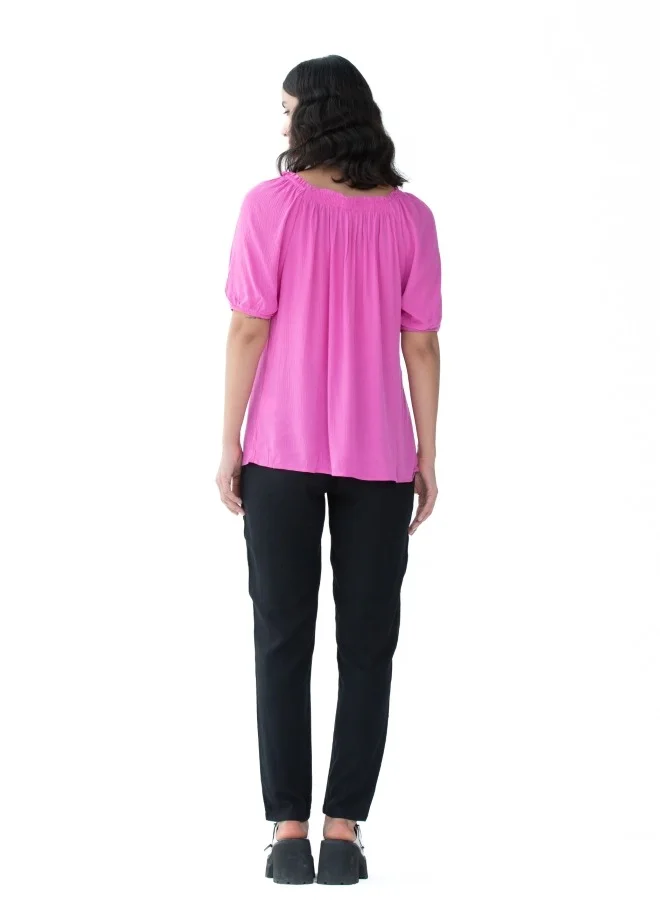 HaILYS Bright Pink Gathered Blouse
