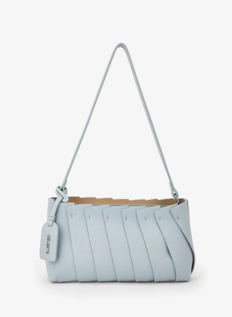 Textured Shoulder Bag With Strap Handle
